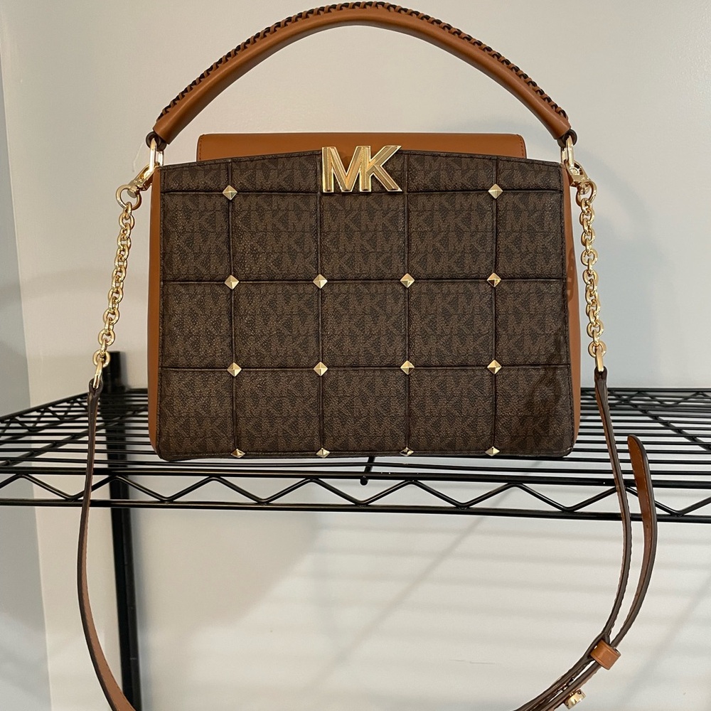 Karlie Medium Studded Quilted Satchel Purse